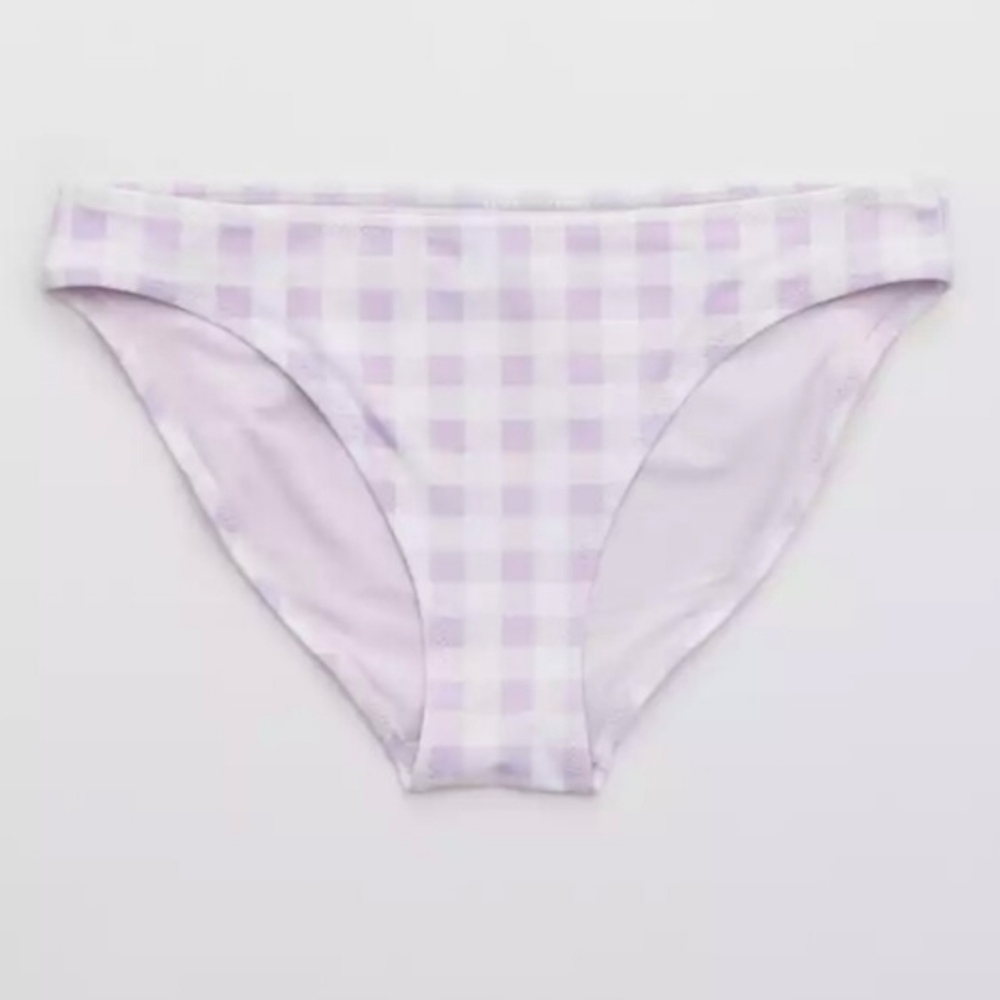 NWT Aerie Purple and White Plaid Bikini Bottoms